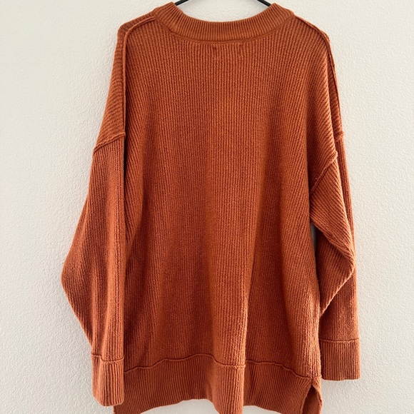 Aerie Oversized Rust Orange Crewneck Sweater - Picture 2 of 4
